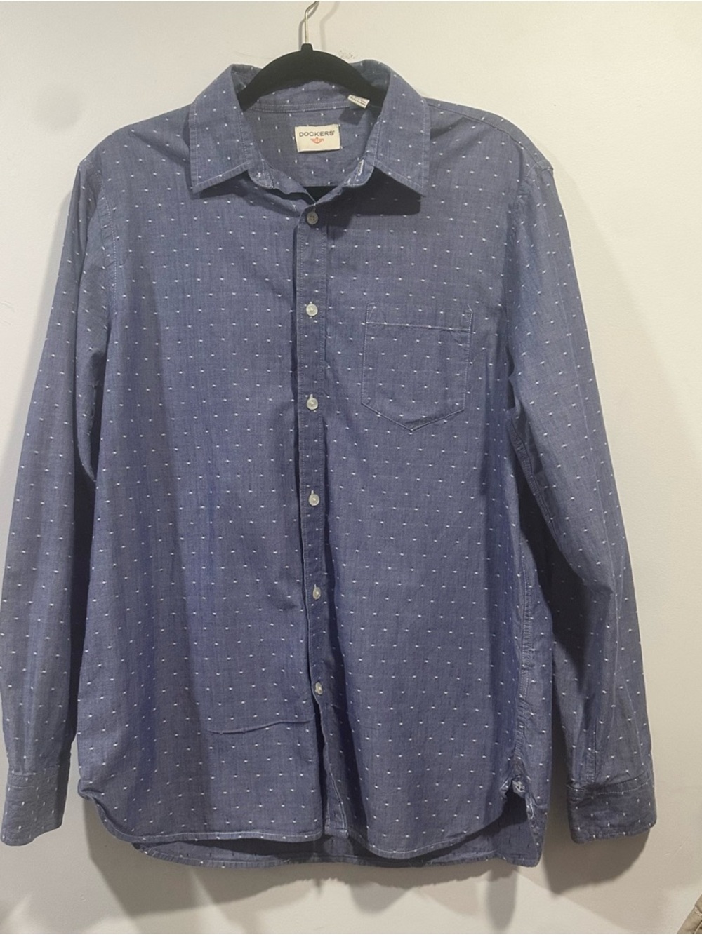 Dockers Men's 100% cotton  Button-Down Shirt in Medium Blue with Micro Dots